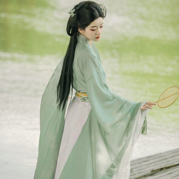 green-weiJin-style-women's-summer-cross-collar-ruqun-photo-3
