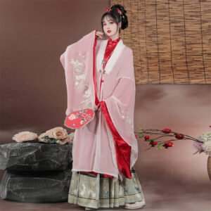 Ming-Style Women's Hanfu: Ma Mian Skirt with Round Neck Robe