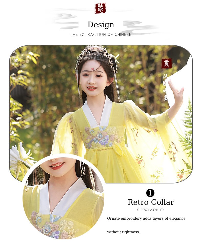 New Girl's Yellow Hanfu Dress