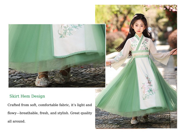 Girl's Green Hanfu Dress