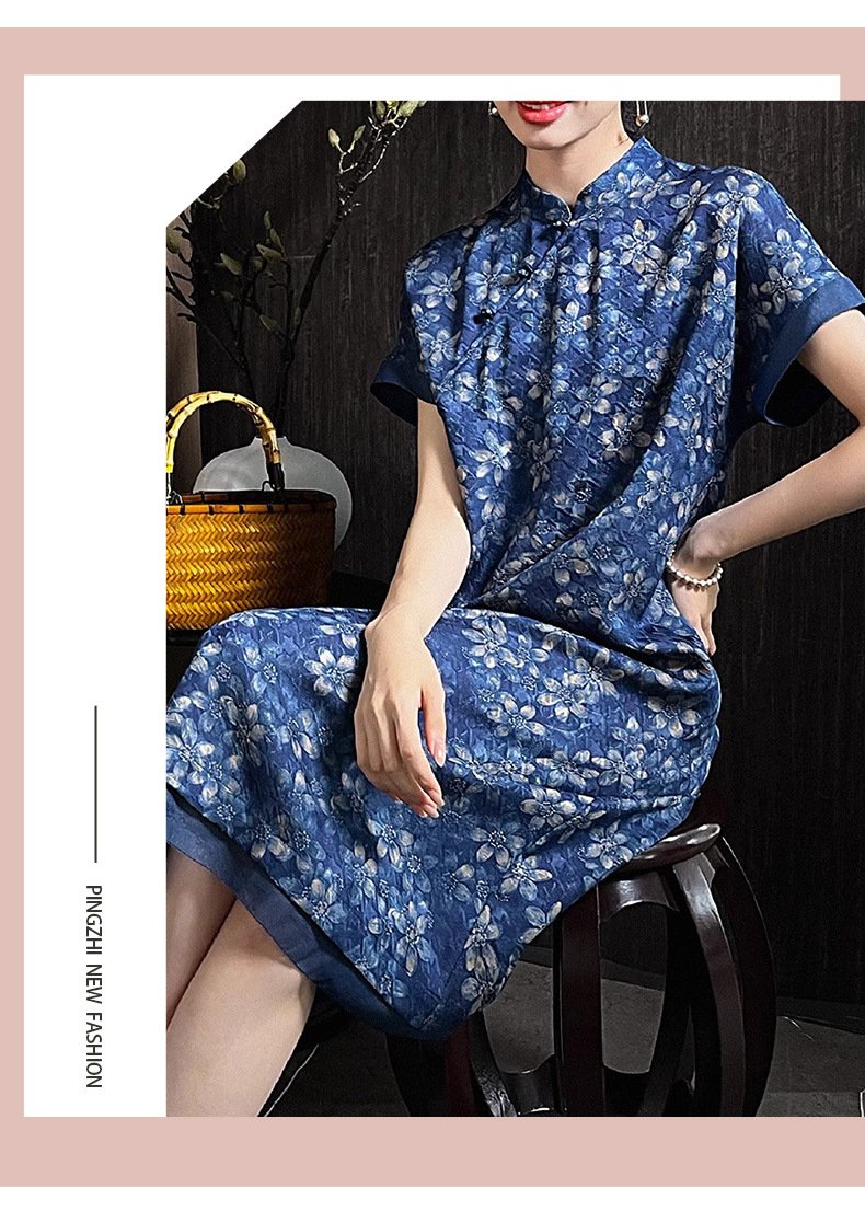mulberry silk national style qipao dress
