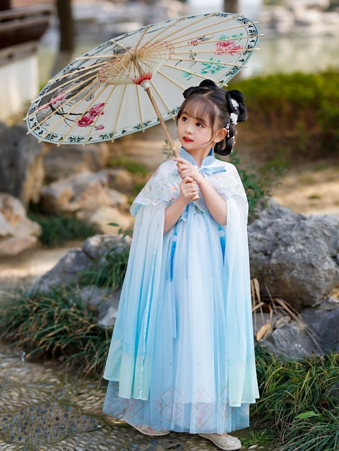 Best Quality Pink/Blue Girl's Hanfu Set