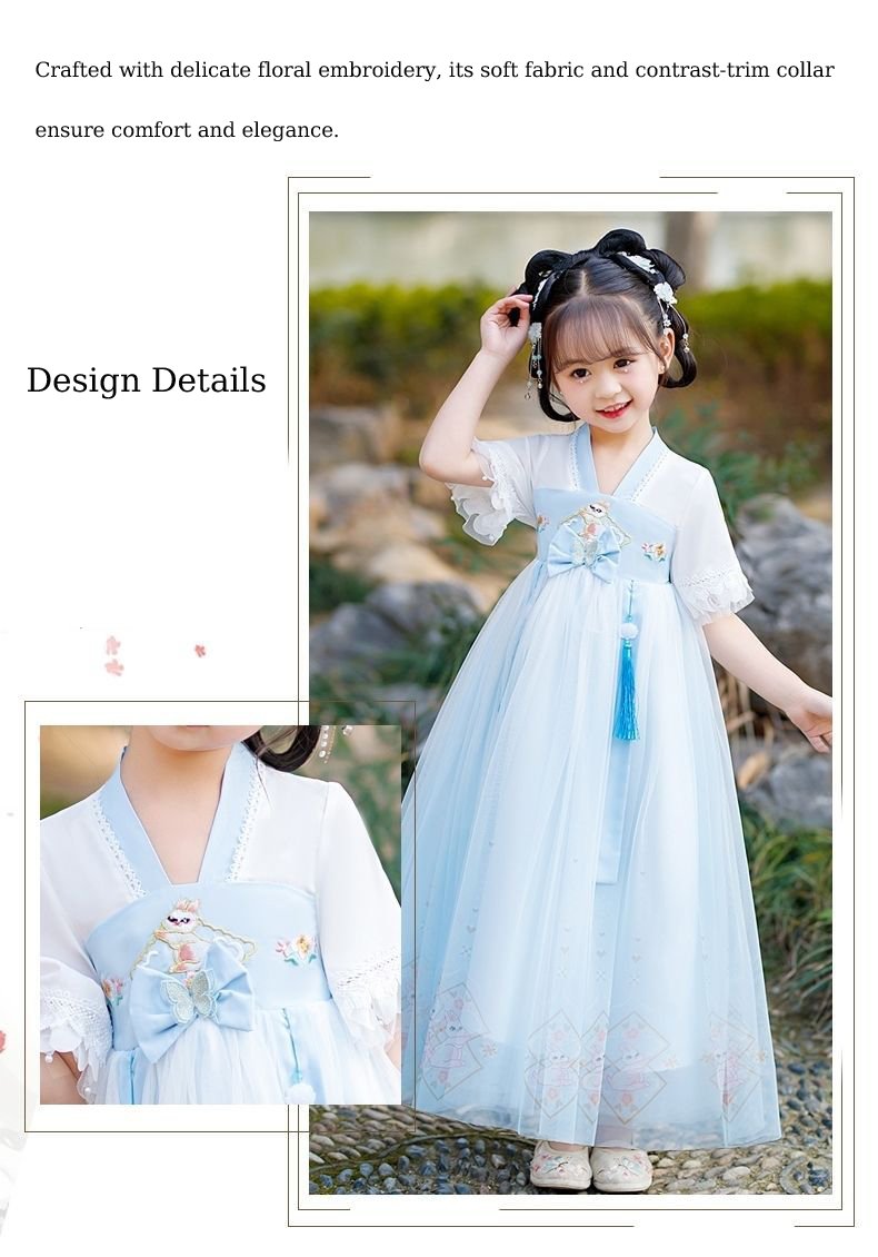 Best Quality Pink/Blue Girl's Hanfu Set