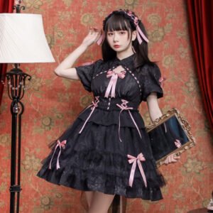 Short Sleeve Black Lolita Dress