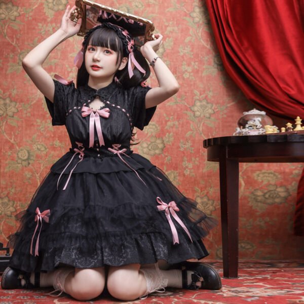 Short Sleeve Black Lolita Dress