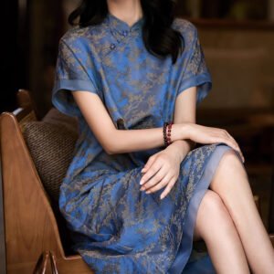 Chinese-Inspired Modern Qipao Dress With Double-Sided Jacquard