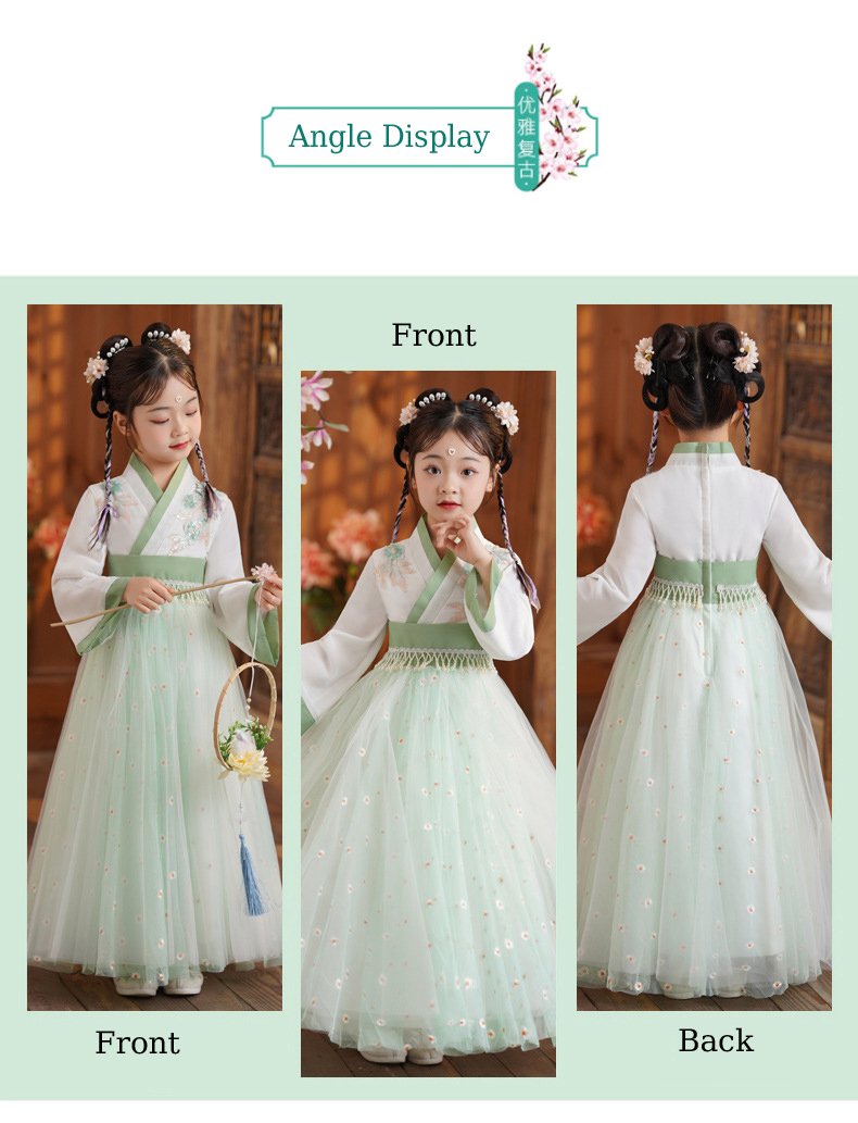 Exquisite Fairy Green Improved Hanfu for Girls