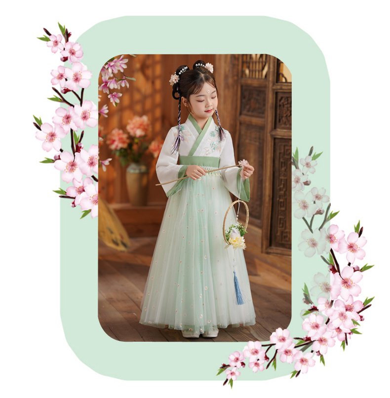 Exquisite Fairy Green Improved Hanfu for Girls