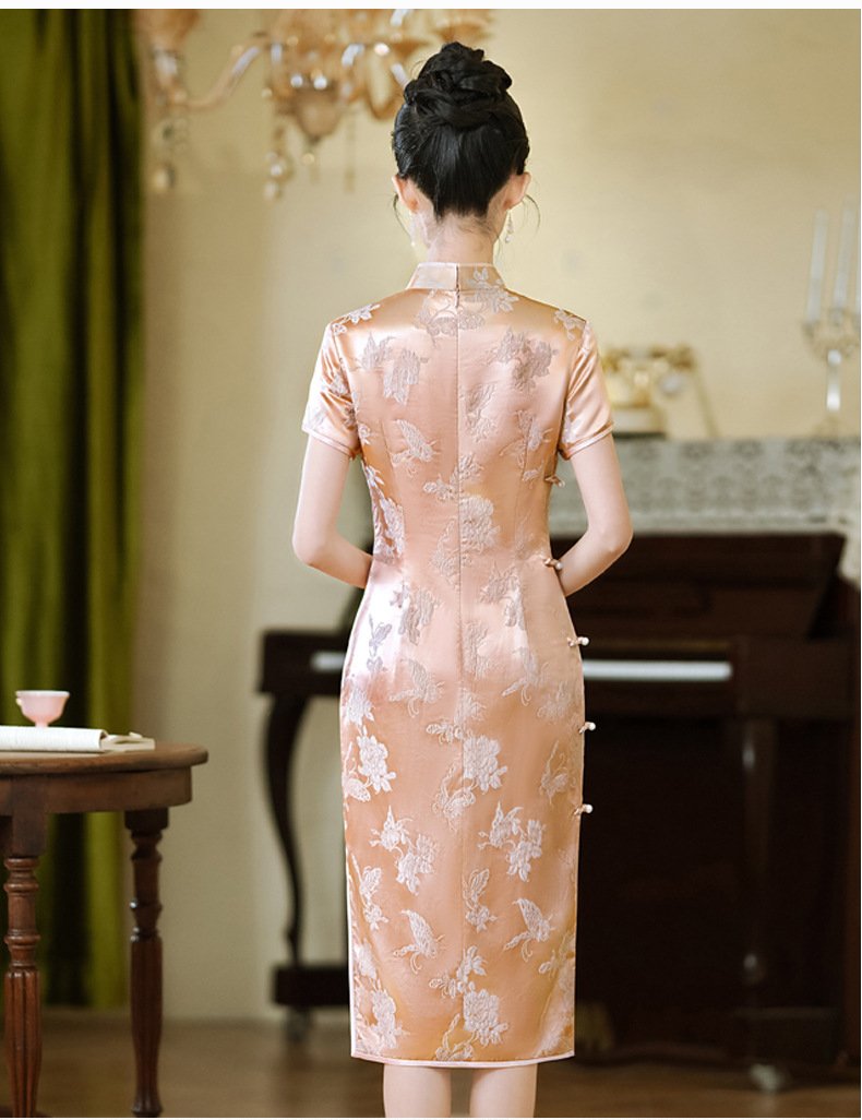 Gold color Handcrafted Mulberry Dress