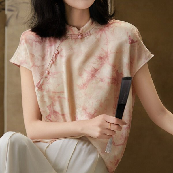 pink mulberry silk qipao thirt