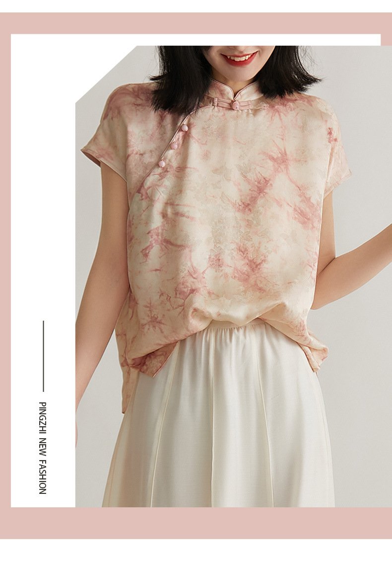 women's Pink Cheongsam Shirt