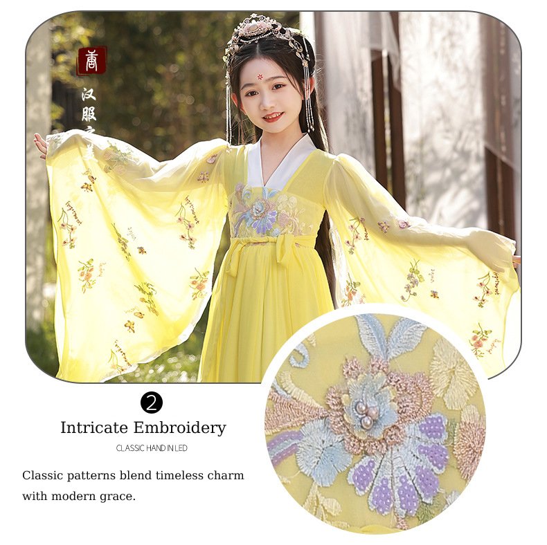 New Girl's Yellow Hanfu Dress