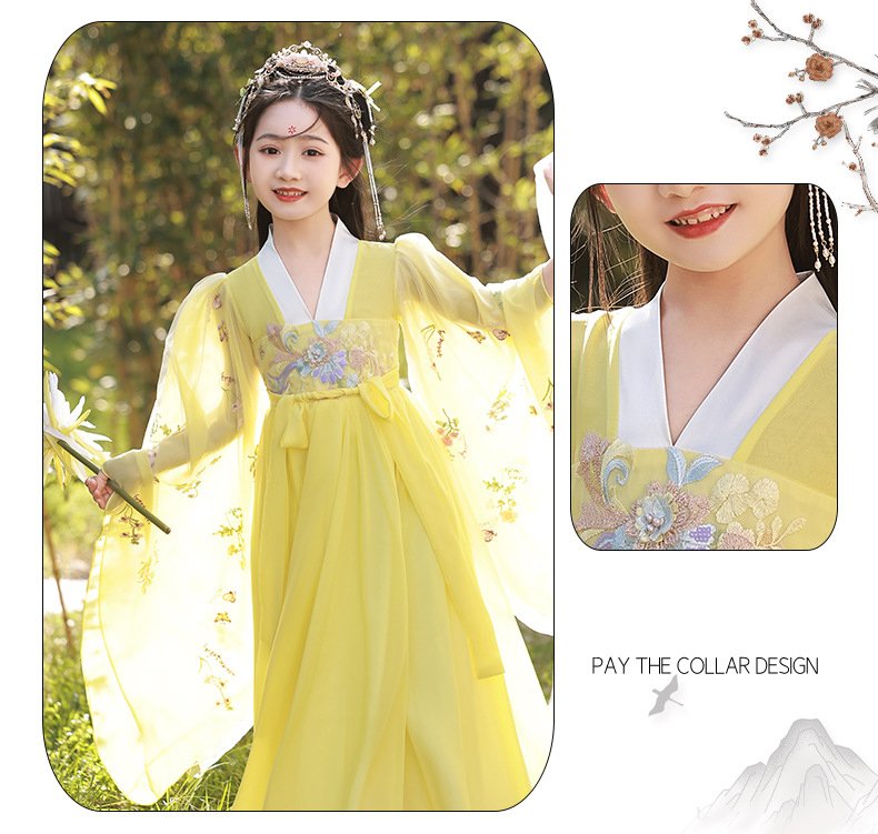 New Girl's Yellow Hanfu Dress