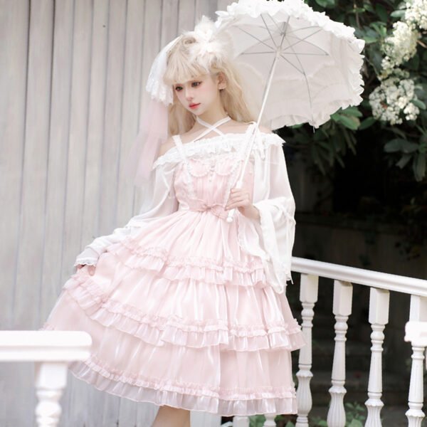 Pure Color Strappy Lolita Dress