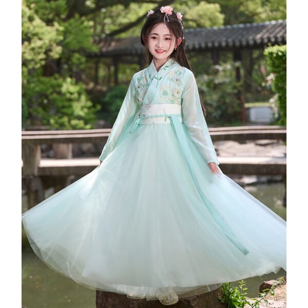 Kids' Song Dynasty green hanfu Clothing