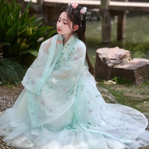 Kids' Song Dynasty green hanfu Clothing