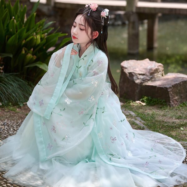 Kids' Song Dynasty green hanfu Clothing