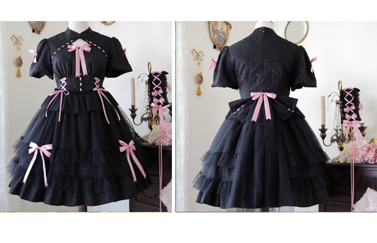 Short Sleeve Black Lolita Dress
