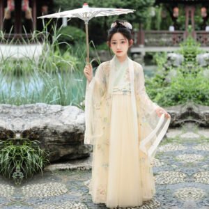 Tang-Style Wide-Sleeve Girls Hanfu Set