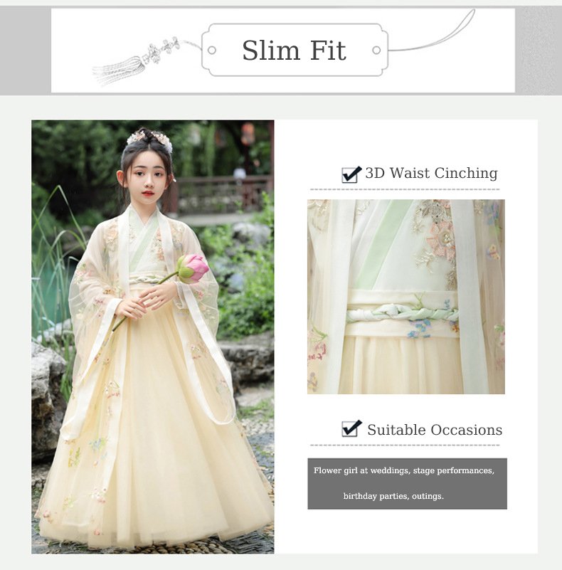 Tang-Style Wide-Sleeve Girls Hanfu Set