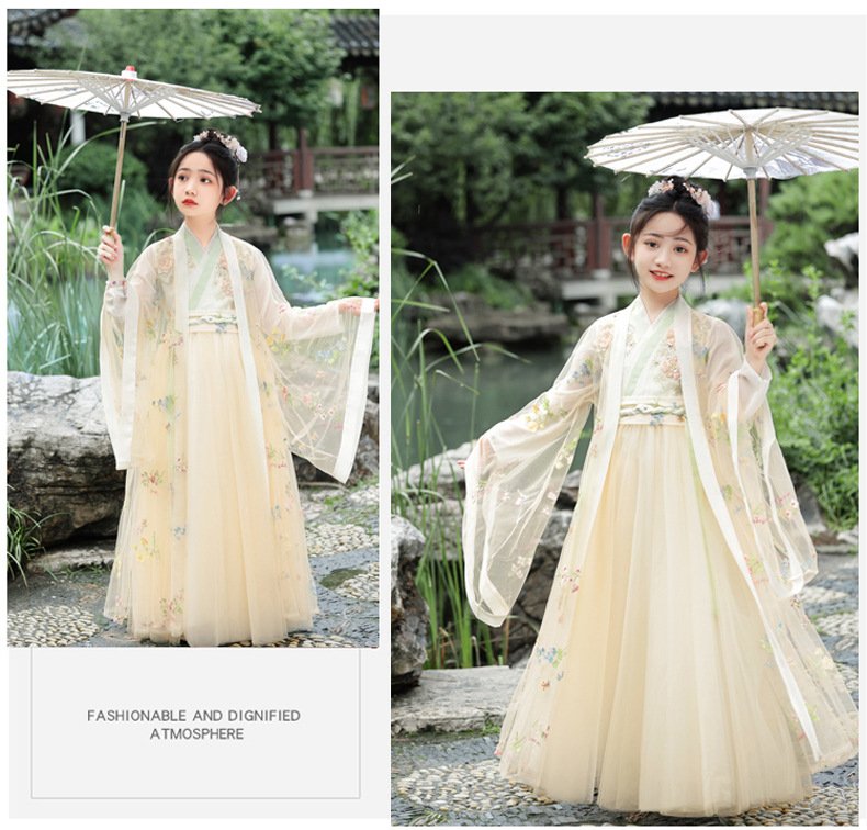 Tang-Style Wide-Sleeve Girls Hanfu Set