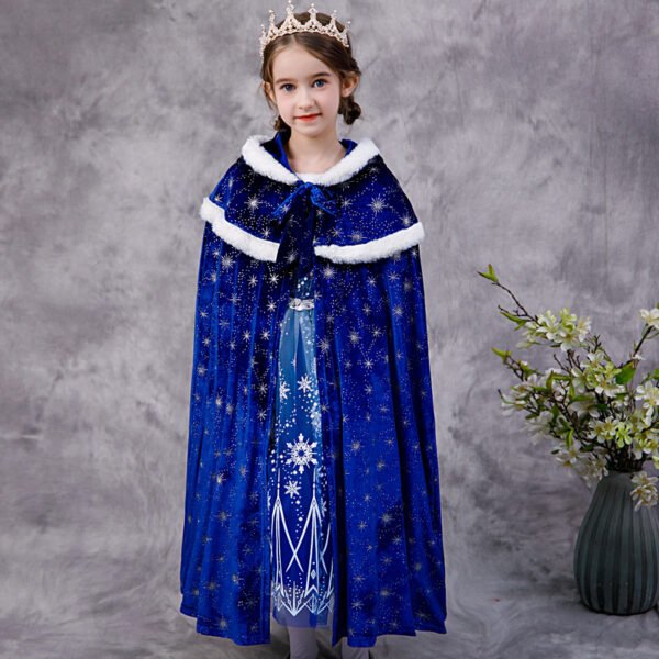 Kids Hooded Frozen Elsa Cape
