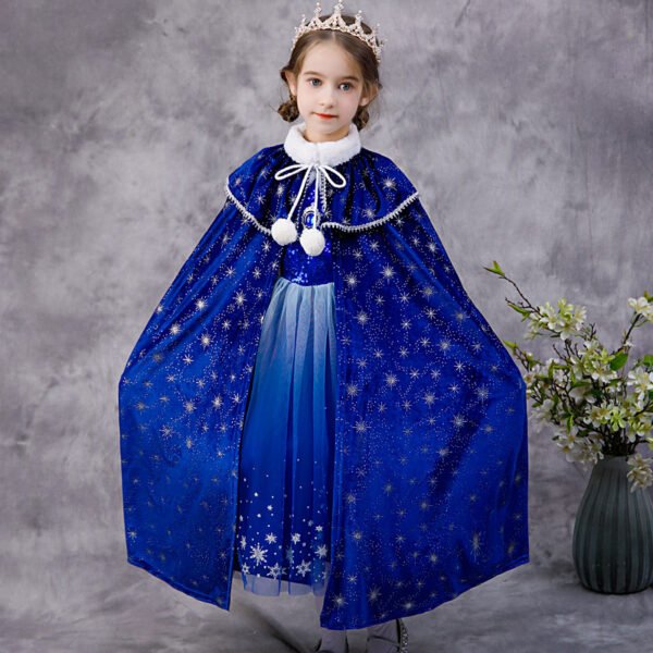 Kids Hooded Frozen Elsa Cape