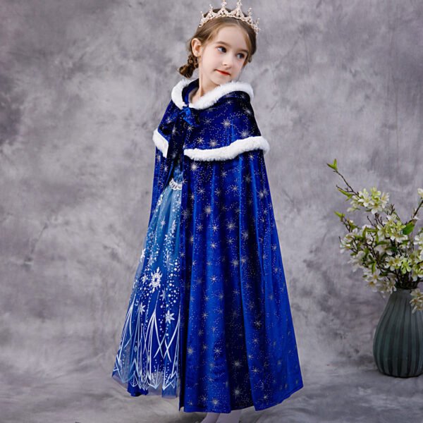 Kids Hooded Frozen Elsa Cape