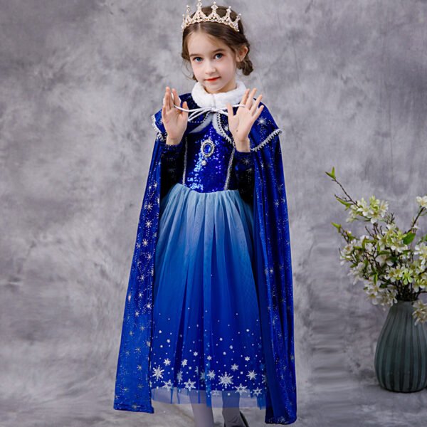Kids Hooded Frozen Elsa Cape