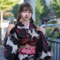 Women's Black/White Traditional Japanese kimono