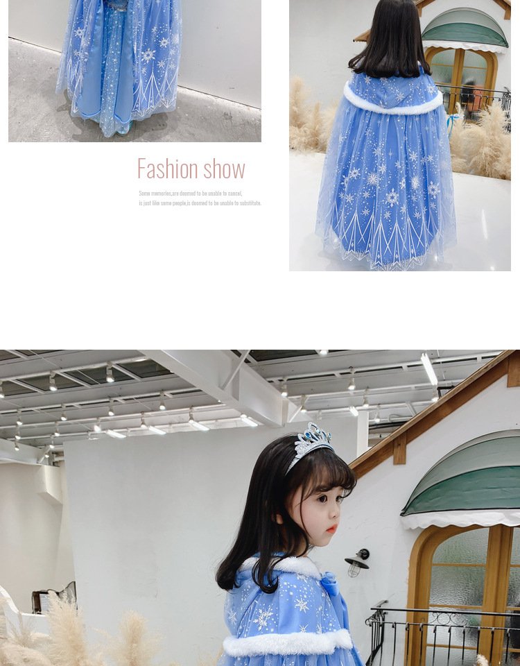 Girls Frozen Elsa Princess Cape
