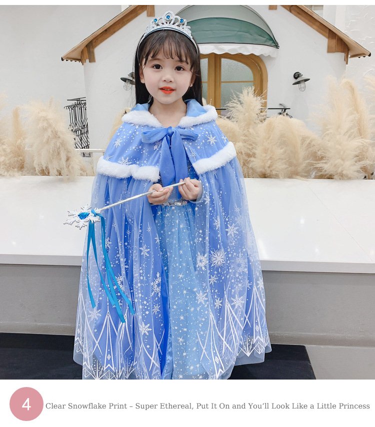 Girls Frozen Elsa Princess Cape