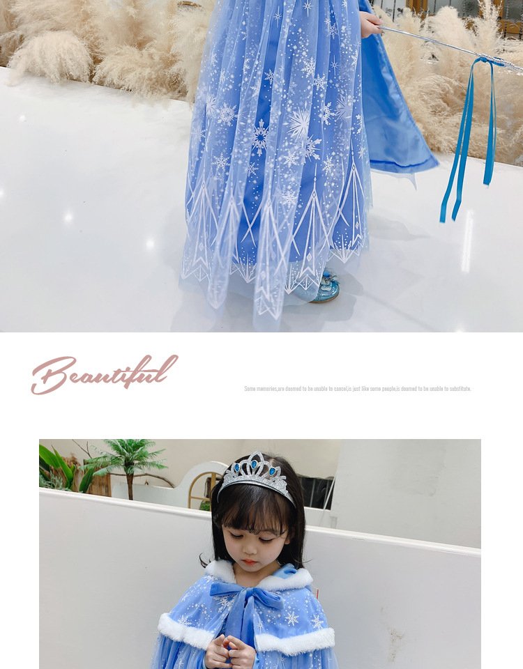 Girls Frozen Elsa Princess Cape