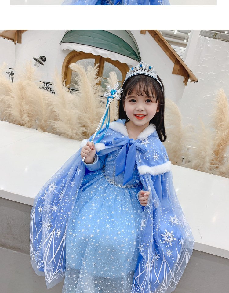 Girls Frozen Elsa Princess Cape