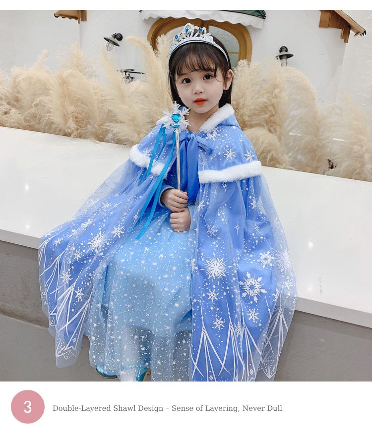 Girls Frozen Elsa Princess Cape