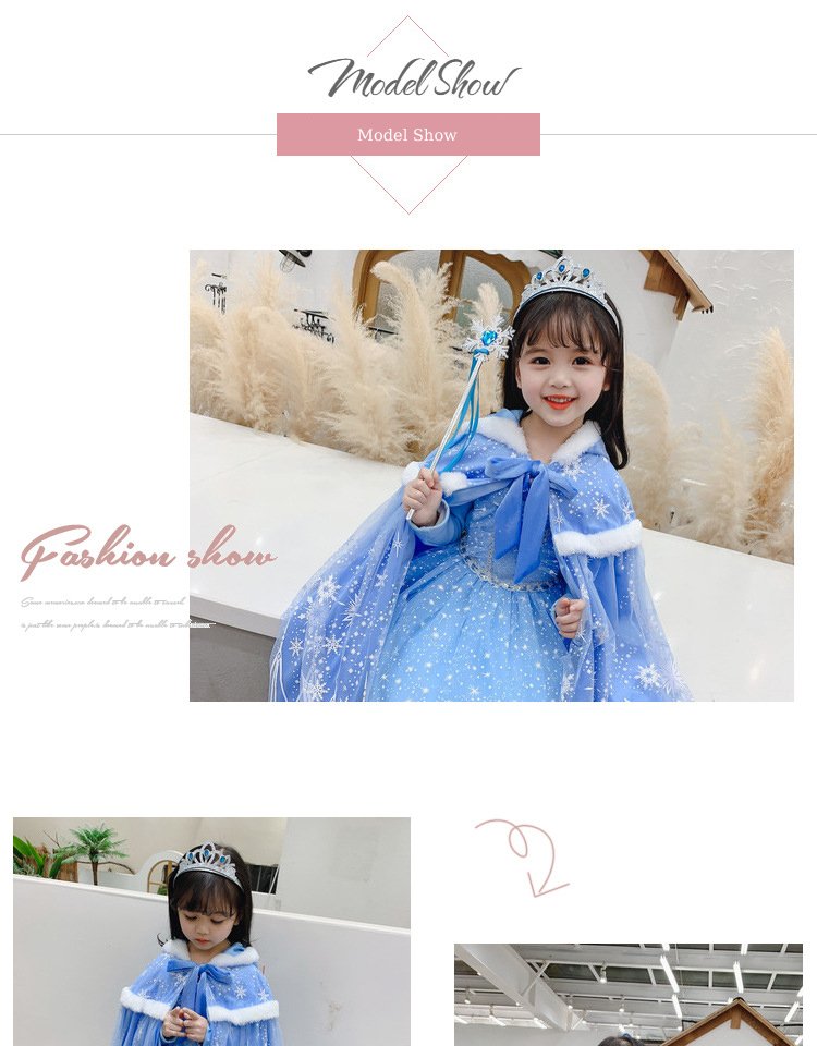 Girls Frozen Elsa Princess Cape