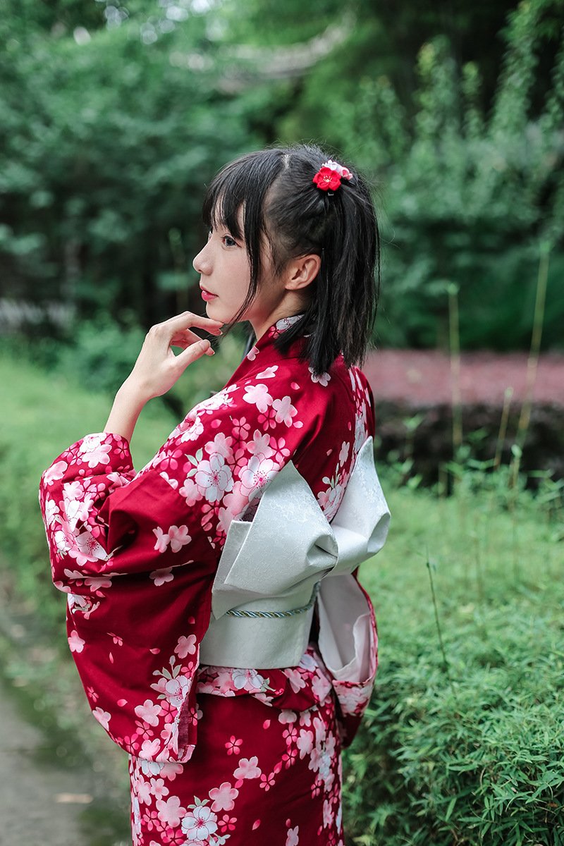 Women’s Casual Red Cherry kimono