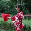 Women’s Casual Red Cherry kimono