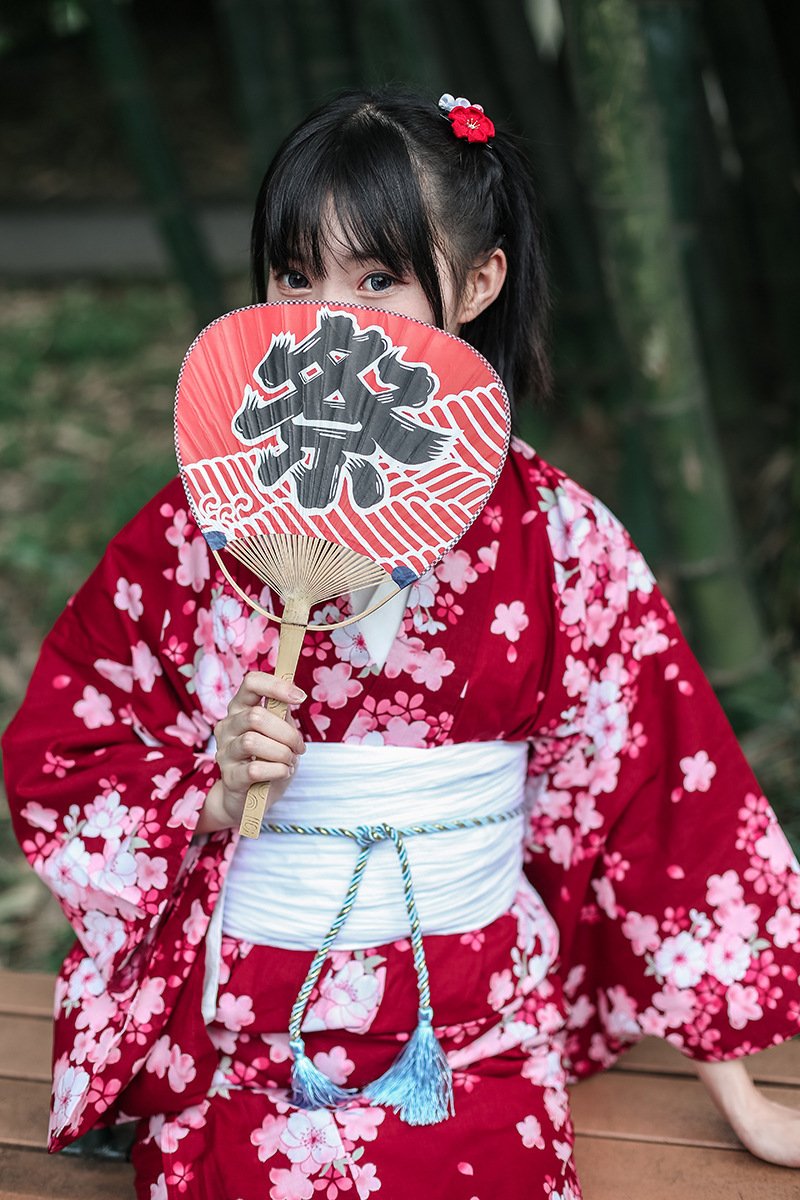 Women’s Casual Red Cherry kimono