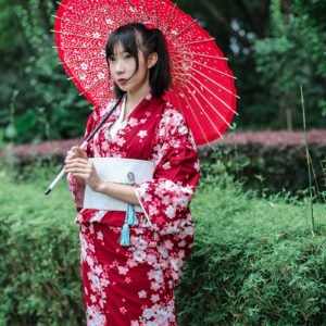 Women’s Casual Red Cherry kimono