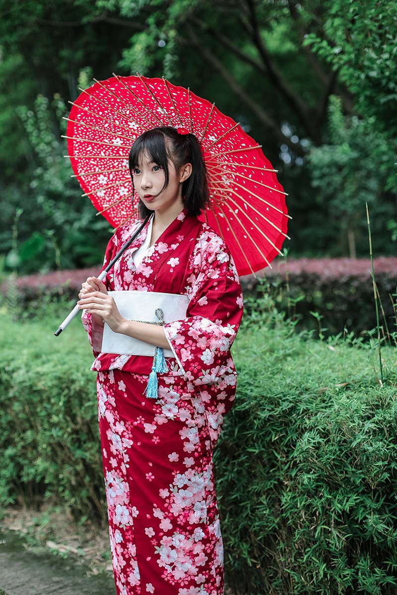 Women’s Casual Red Cherry kimono