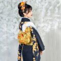 Black Japanese Floral Geisha Style Women's Kimono