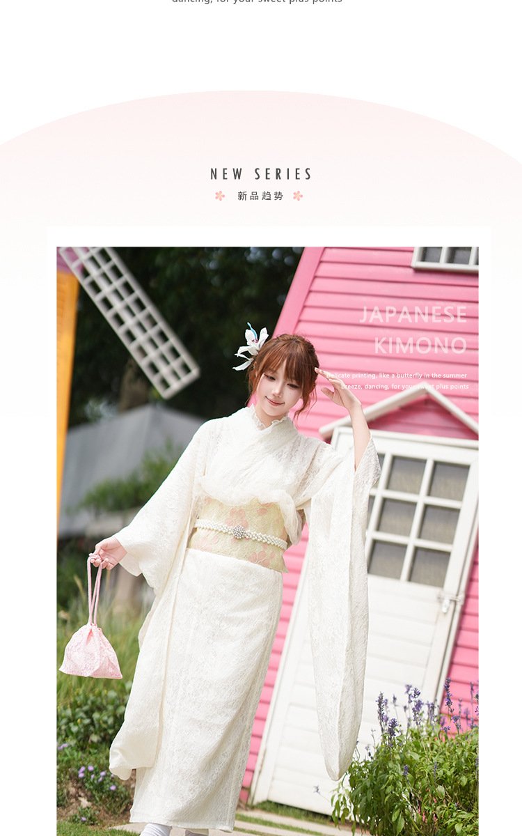 Japanese-Inspired Modern White Lace Kimono