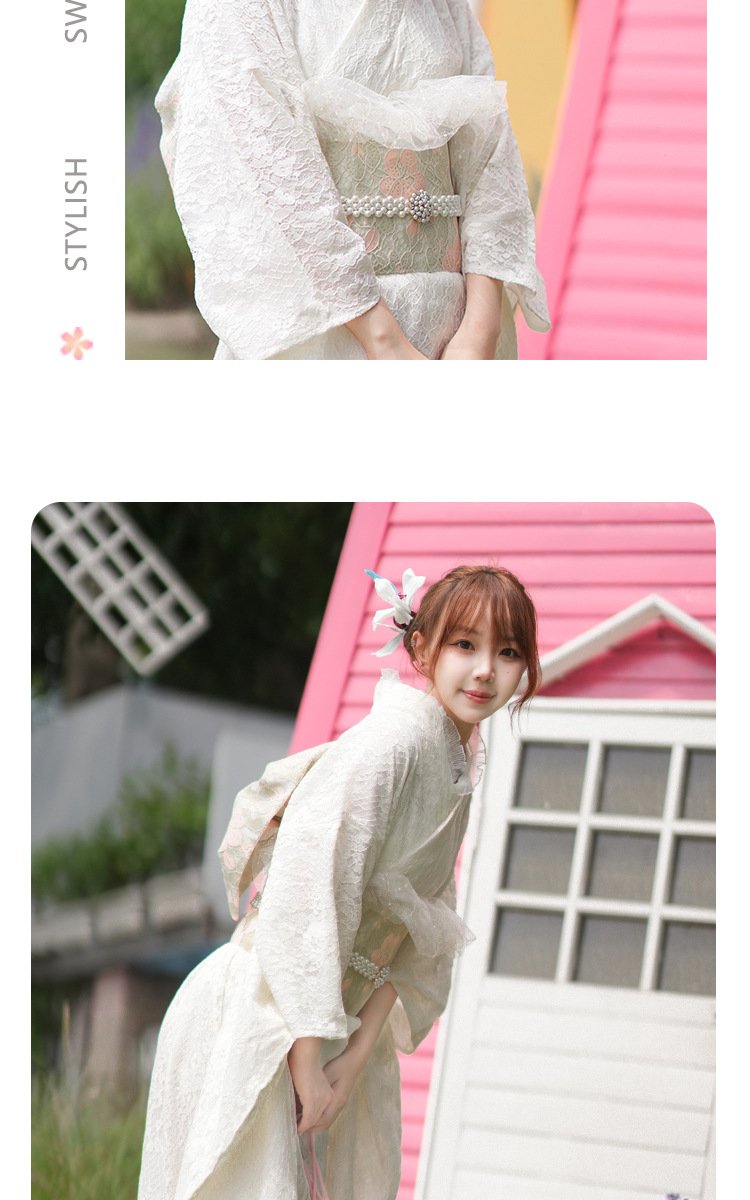 Japanese-Inspired Modern White Lace Kimono