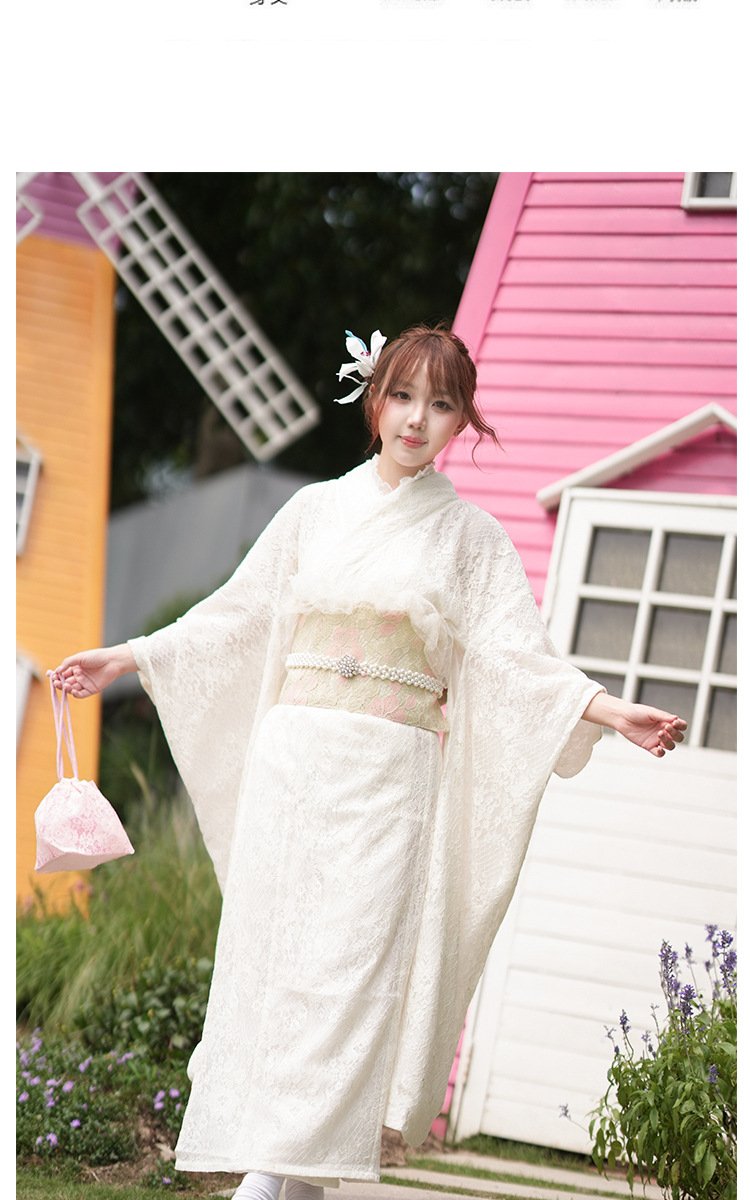 Japanese-Inspired Modern White Lace Kimono