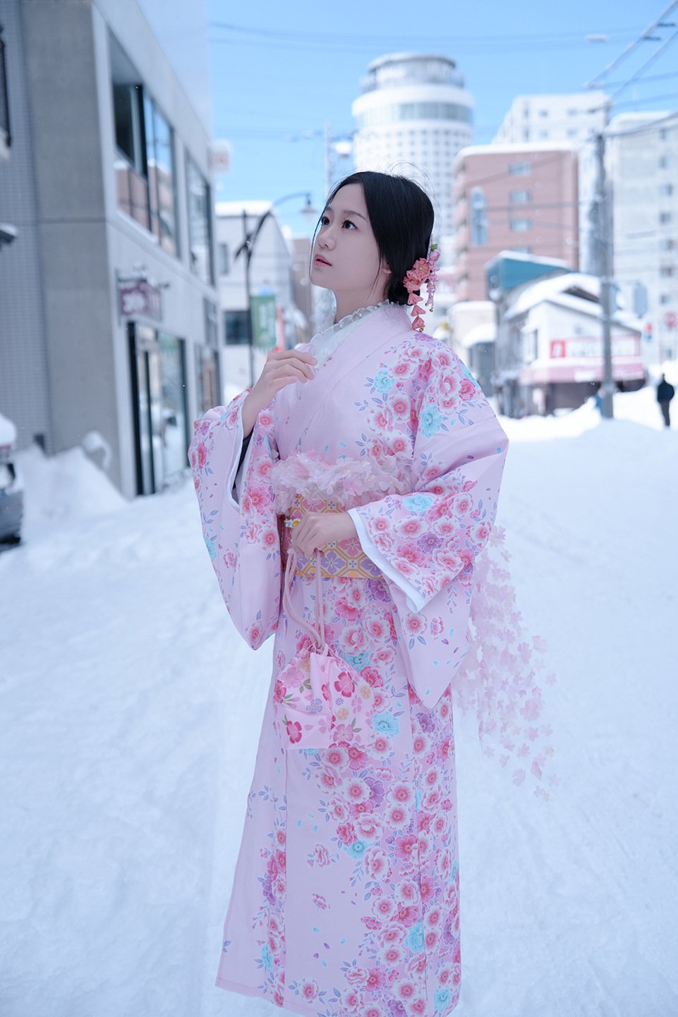 Women’s Modern Japanese Kawaii Pink Kimono Dress