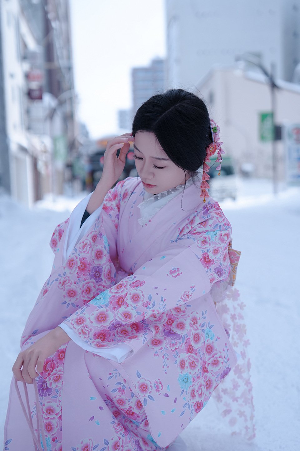 Women’s Modern Japanese Kawaii Pink Kimono Dress
