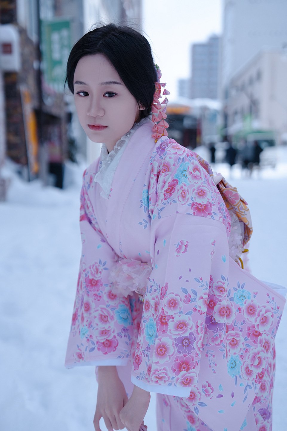 Women’s Modern Japanese Kawaii Pink Kimono Dress
