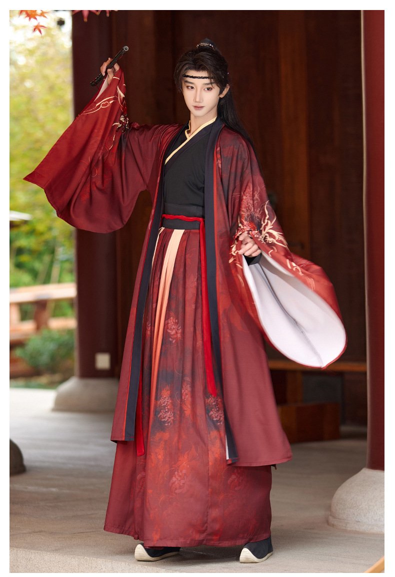 Black & Red Couple Wuxia Hanfu Set