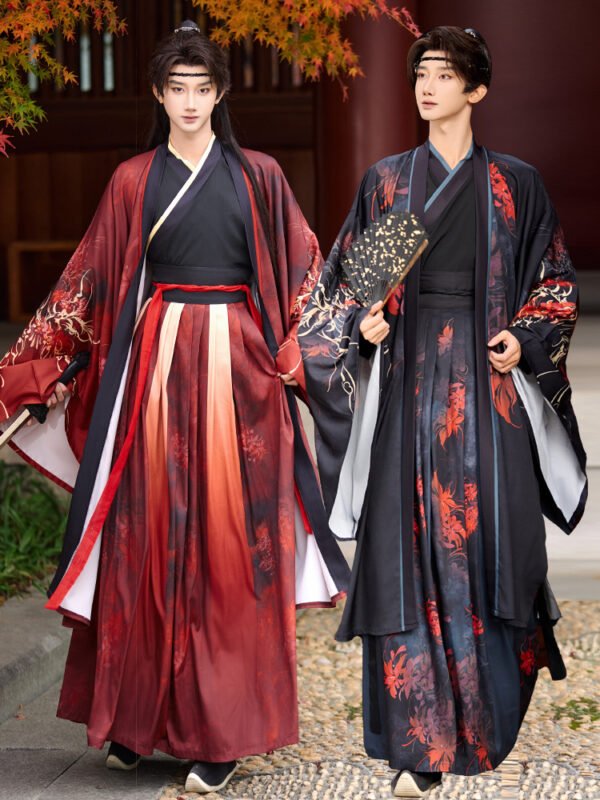Black & Red Couple Wuxia Hanfu Set
